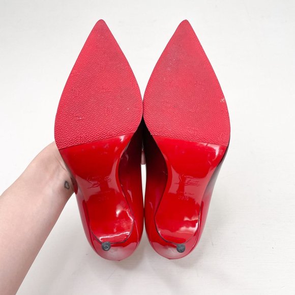 Christian Louboutin Black & Red Ombre Kate 100 Patent Degrade Pumps 39.5 US 9.5 - Picture 11 of 12